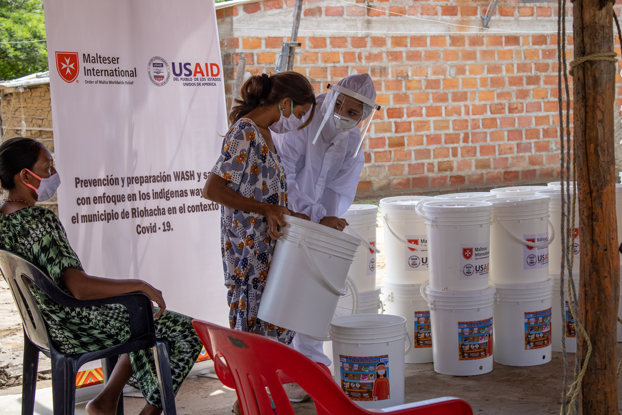 A series of photographs of the COVID-19 hygiene kits that were distributed to indigenous communities in La Guajira, Colombia.